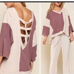 POL CAGE‎ BACK WAFFLE KNIT SWEATER SIZE S